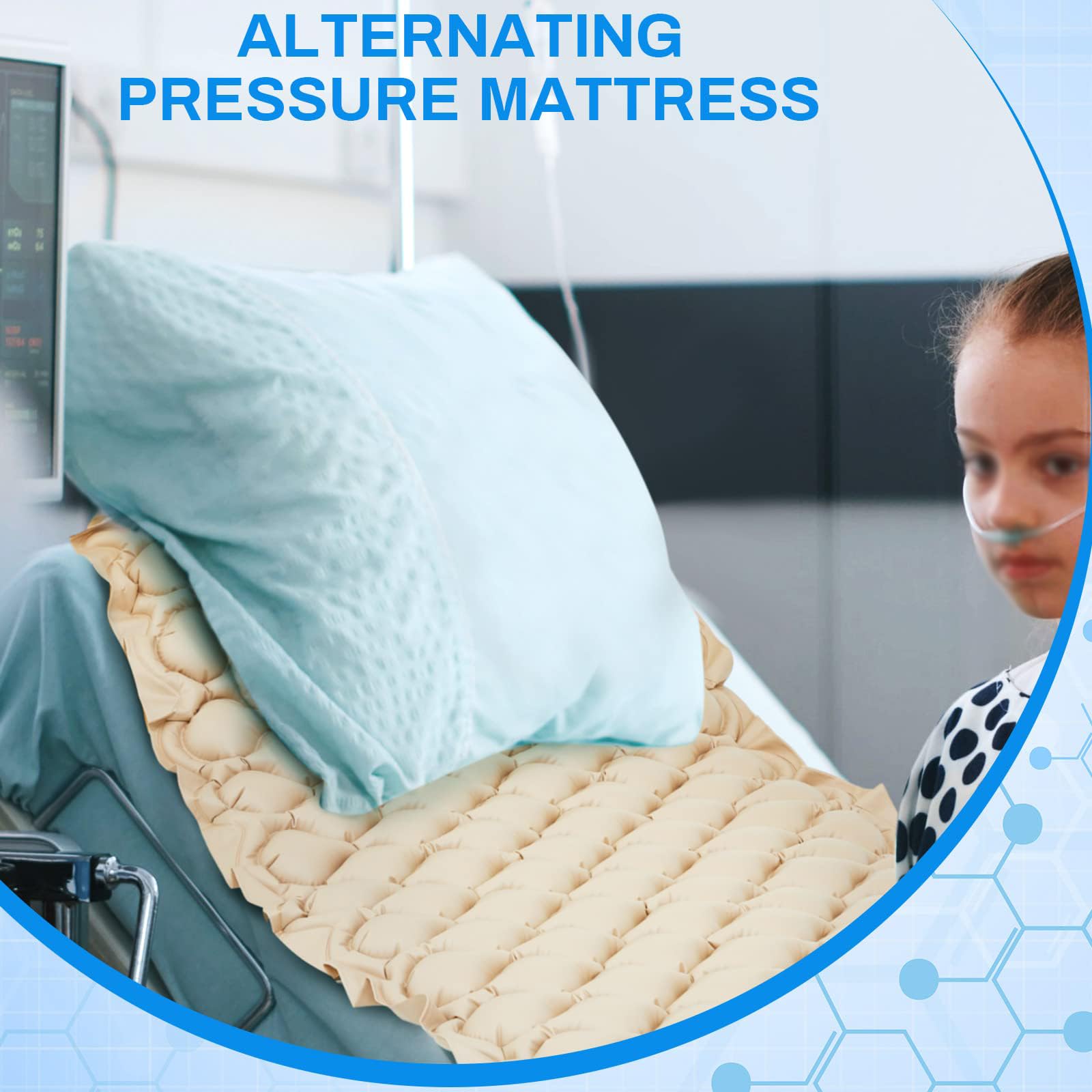 Almohadilla ColchóN PresióN Aire Alterna con Bomba Silenciosa, Soporte hasta 297 Libras, Almohadilla CojíN Impermeable para Aliviar PresióN úLceras, ColchóN PresióN Aire Ajustable,Beige