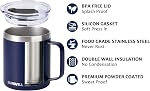SUNWILL Travel Coffee Mug with Lid, Insulated Tumbler with Handle, 14 oz Stainless Steel Cup for Ice, Water, Tea, Powder Coated Navy