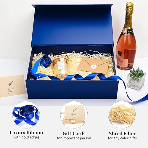 Miniatura 85 de LIFELUM - Caja de regalo con tapa magnética, contiene tarjeta, cinta, etiqueta adhesiva y papel triturado de relleno, para Navidad, grande, 13.8 x