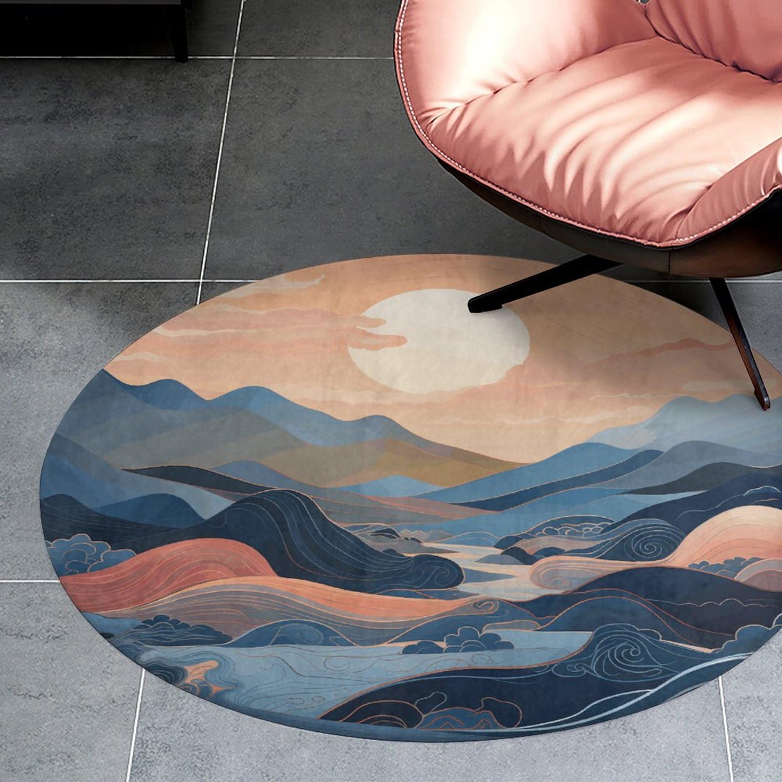 Tapis de chaise antidérapant rond et lavable protège parquet