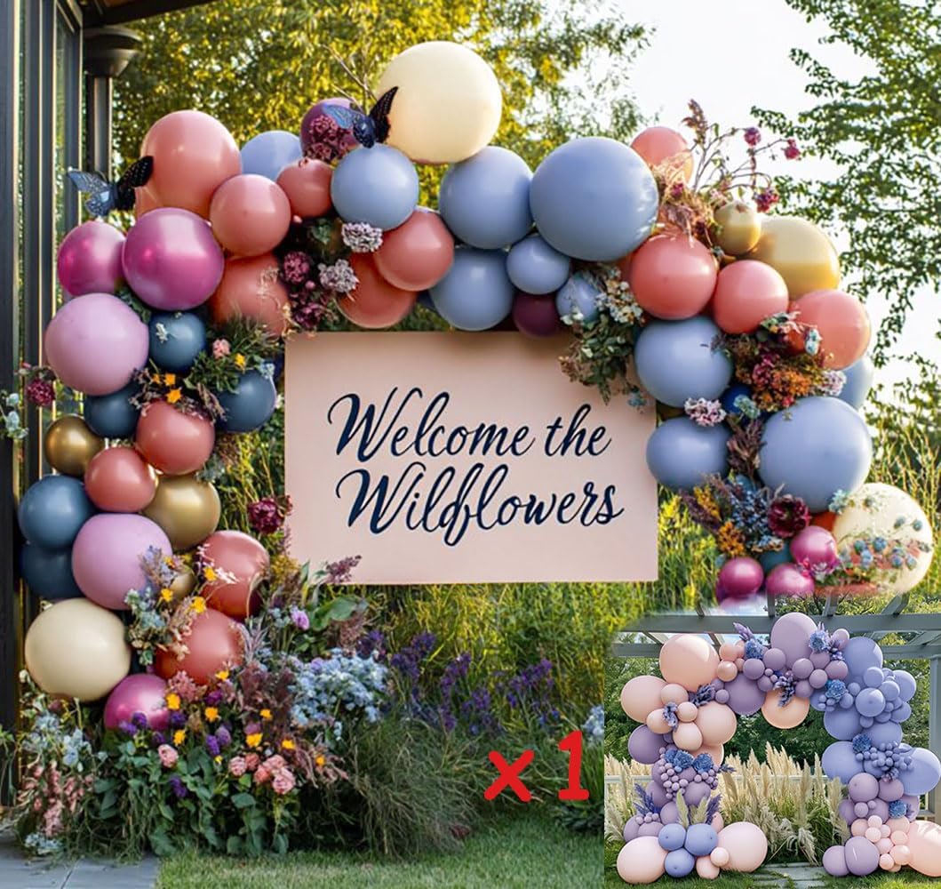 Pastel Balloon Purple Blue Pink Balloon Garland Double Stuffed Lavender Lilac Balloons Dusty Blue Pastel Balloon Arch Kit For Baby Shower Gender Reveal Baptism Birthday Party Decoration