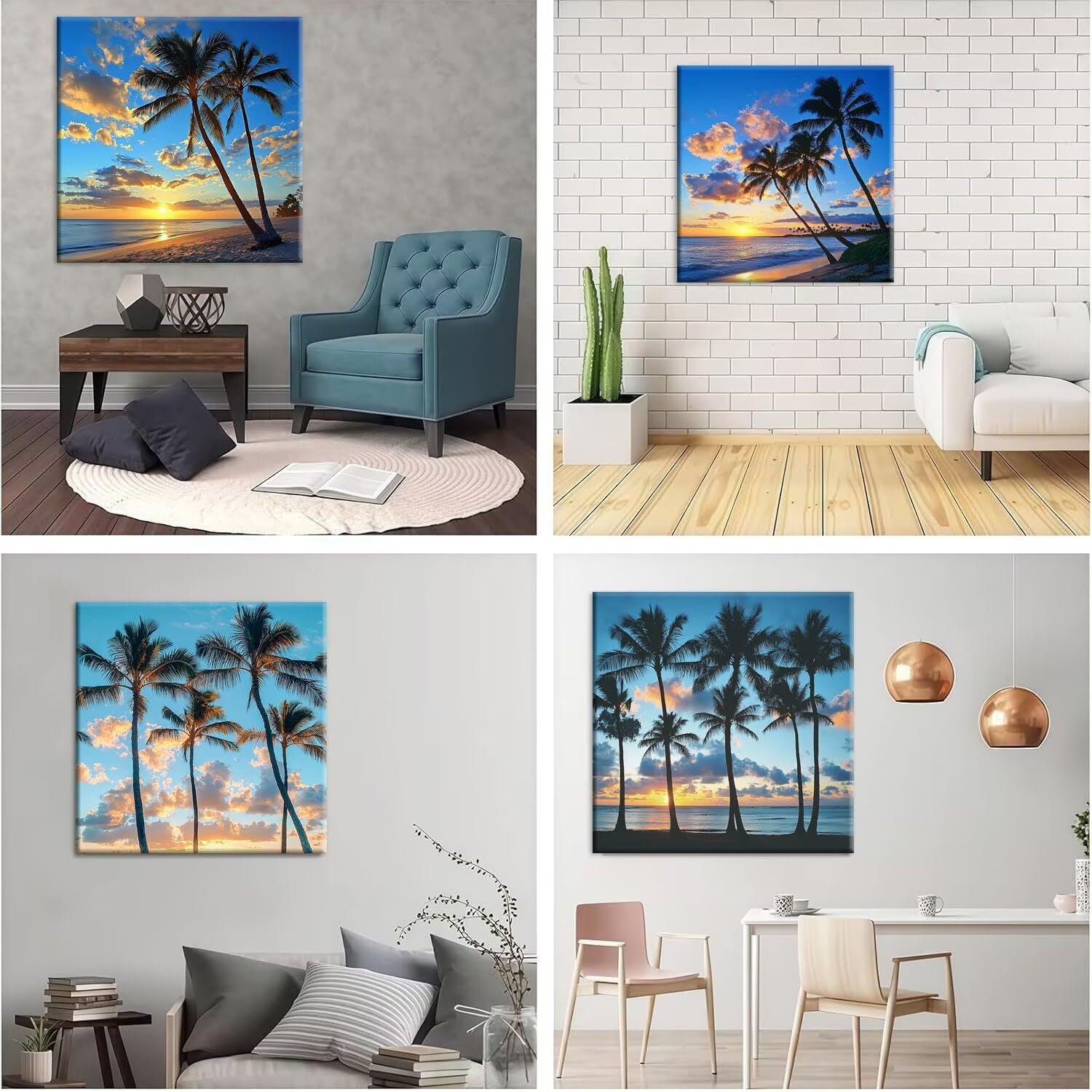 QIANLUOO Coconut Sunset 5D Kits de Pintura de Diamantes 35x35cm G-897