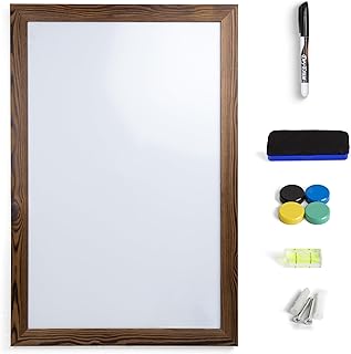 Real Wooden Framed Magnetic Dry Erase Whiteboard, 24