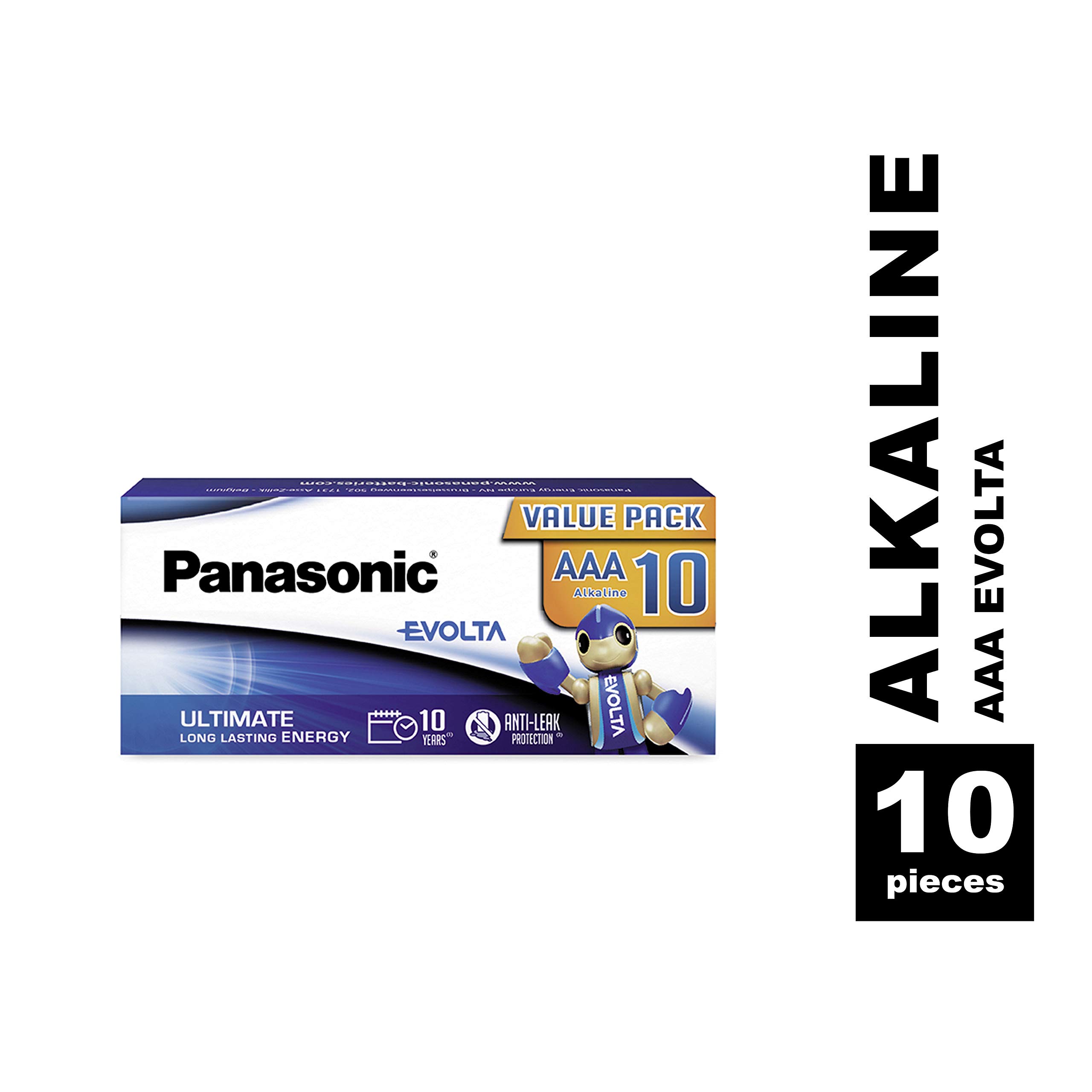 Piles Alcalines Panasonic EVOLTA AAA - Lot De 10 Sans Plastique | Haute Performance Longue Durée Pour Appareils Gourmands