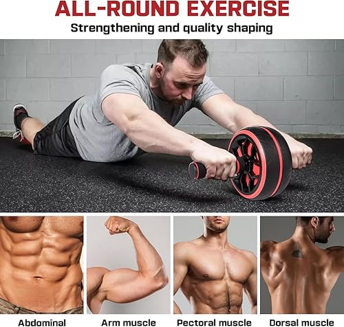 Miniatura 3 de Rueda de rodillo abdominal con rodilleras, equipo de ejercicio de fitness para abdominales y entrenamiento de cuerpo completo en casa, rueda de