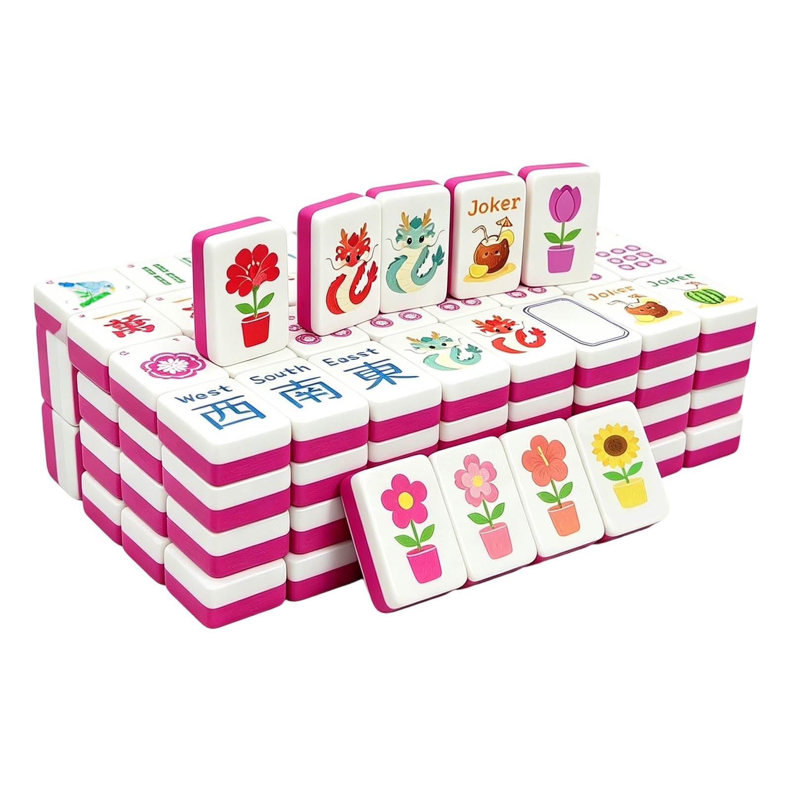 Generisch Mahjong galleggiante, gioco da tavolo tradizionale cinese, con sacchetto e dadi, per giochi d'acqua e spiaggia estiva (B)