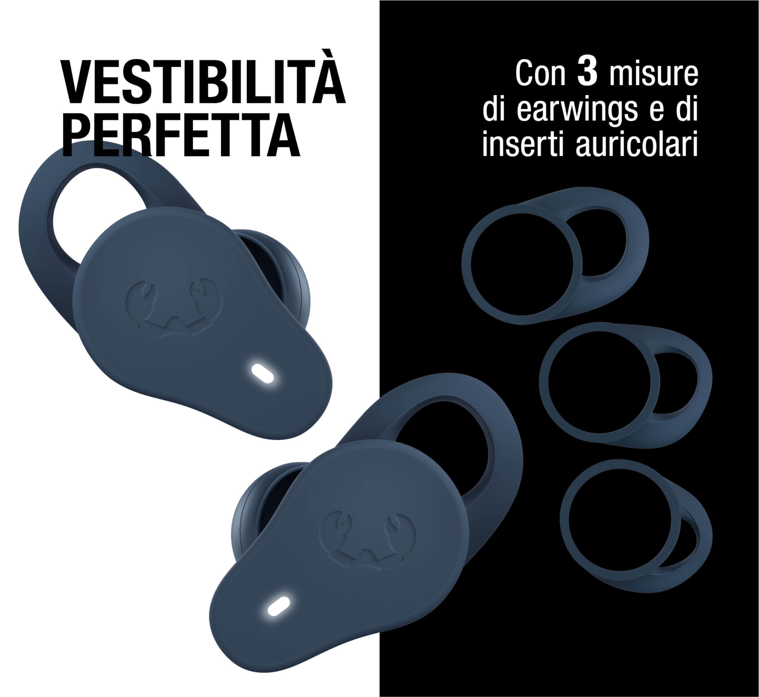 Fresh 'n Rebel Twins Rush, Cuffie Bluetooth Sportive In-Ear con Cancellazione Attiva del Rumore Ibrida, IP57 Polvere e Impermeabile, Microfono Incorporato, Controllo a Pulsante (Steel Blue)