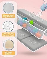 Vista 4 de Cómodo juego de rodilleras y coderas de baño para bebé, almohadilla gruesa de espuma viscoelástica con soporte para el codo, cojín de bañera