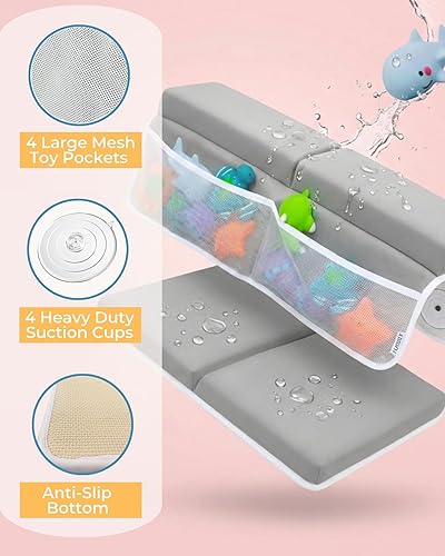 Miniatura 4 de Cómodo juego de rodilleras y coderas de baño para bebé, almohadilla gruesa de espuma viscoelástica con soporte para el codo, cojín de bañera