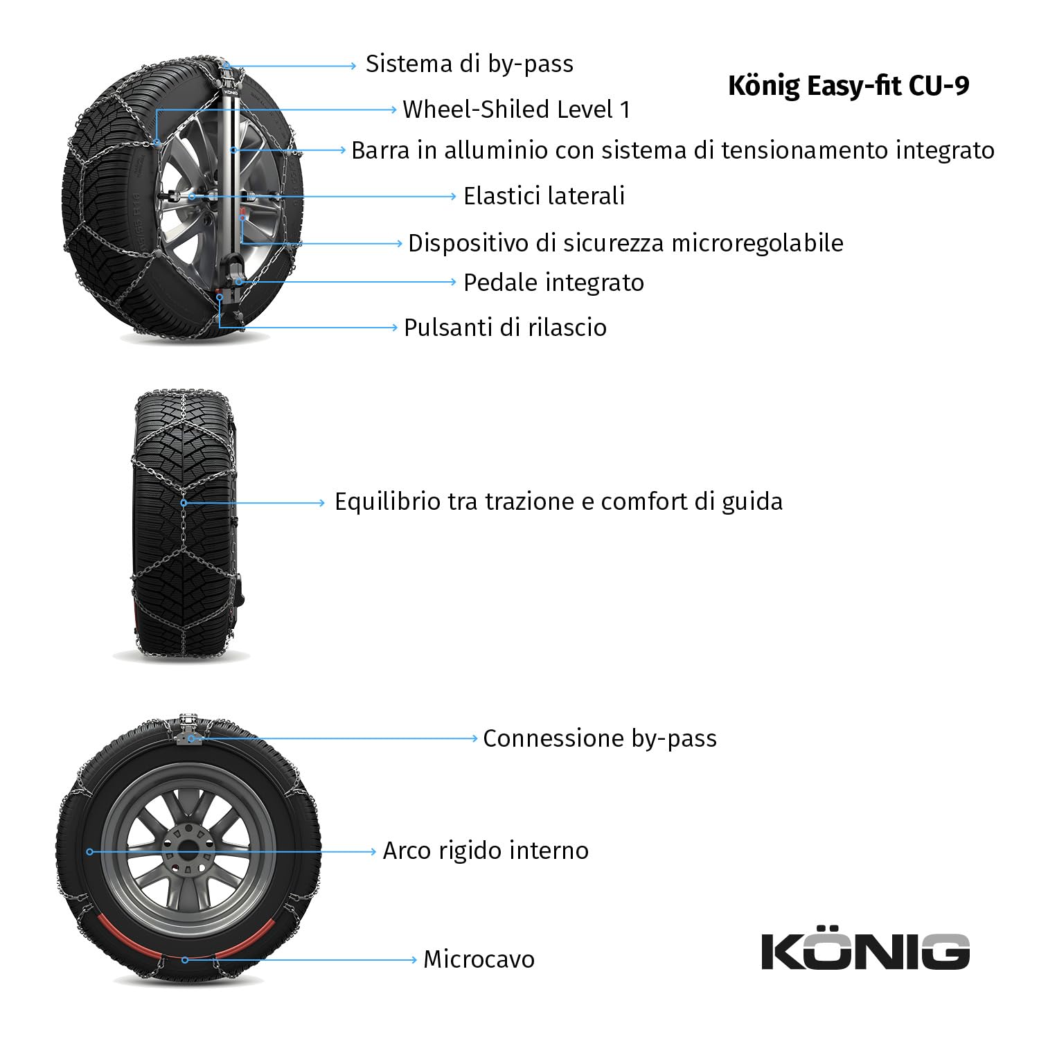 KÖNIG EASY-FIT CU-9 050 - Catene da Neve