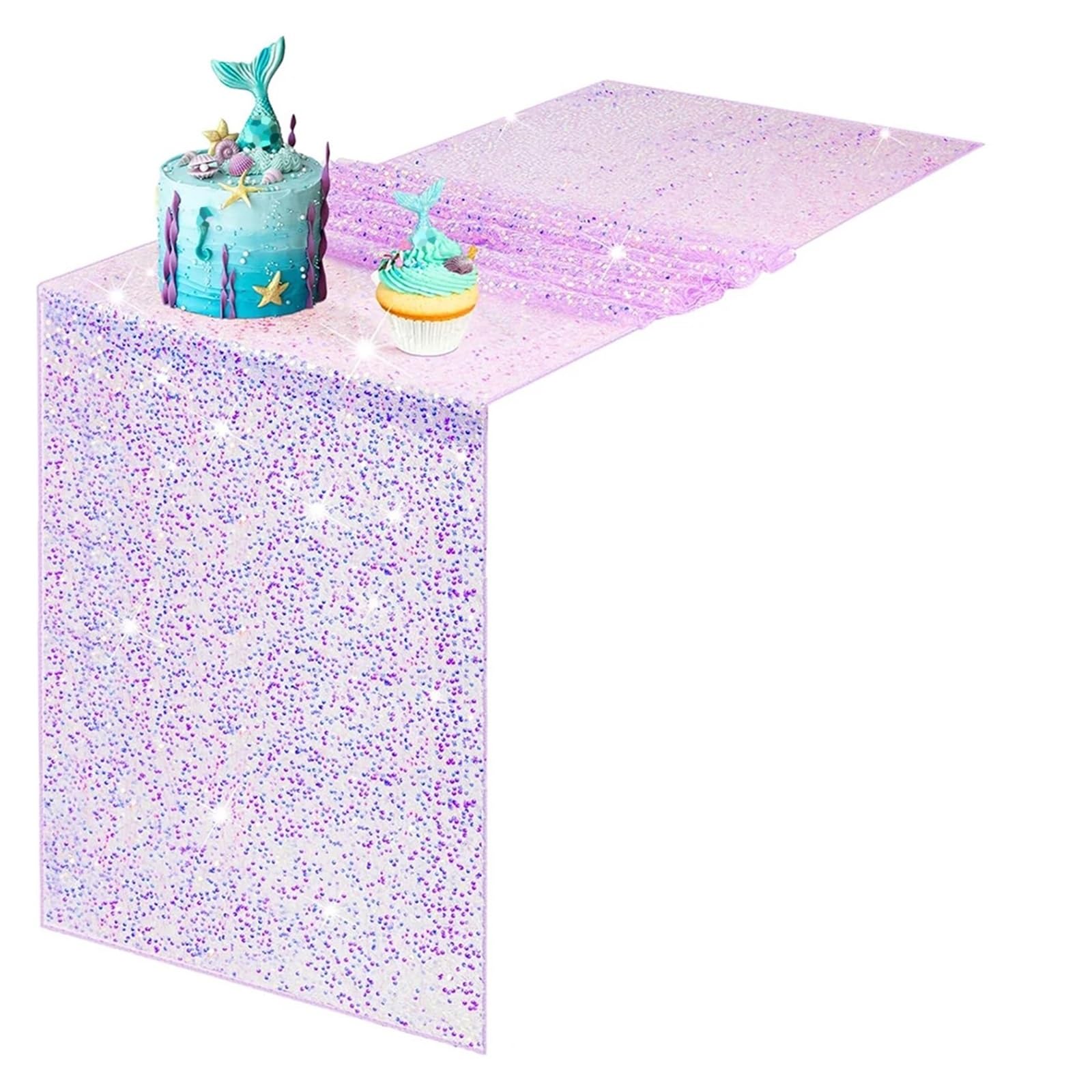 Enmrfvkz Purple Glitter Gauze Table Runner, Glitter Gauze Sequin Table Runner Multicolor 30X183/275Cm 3Pcs