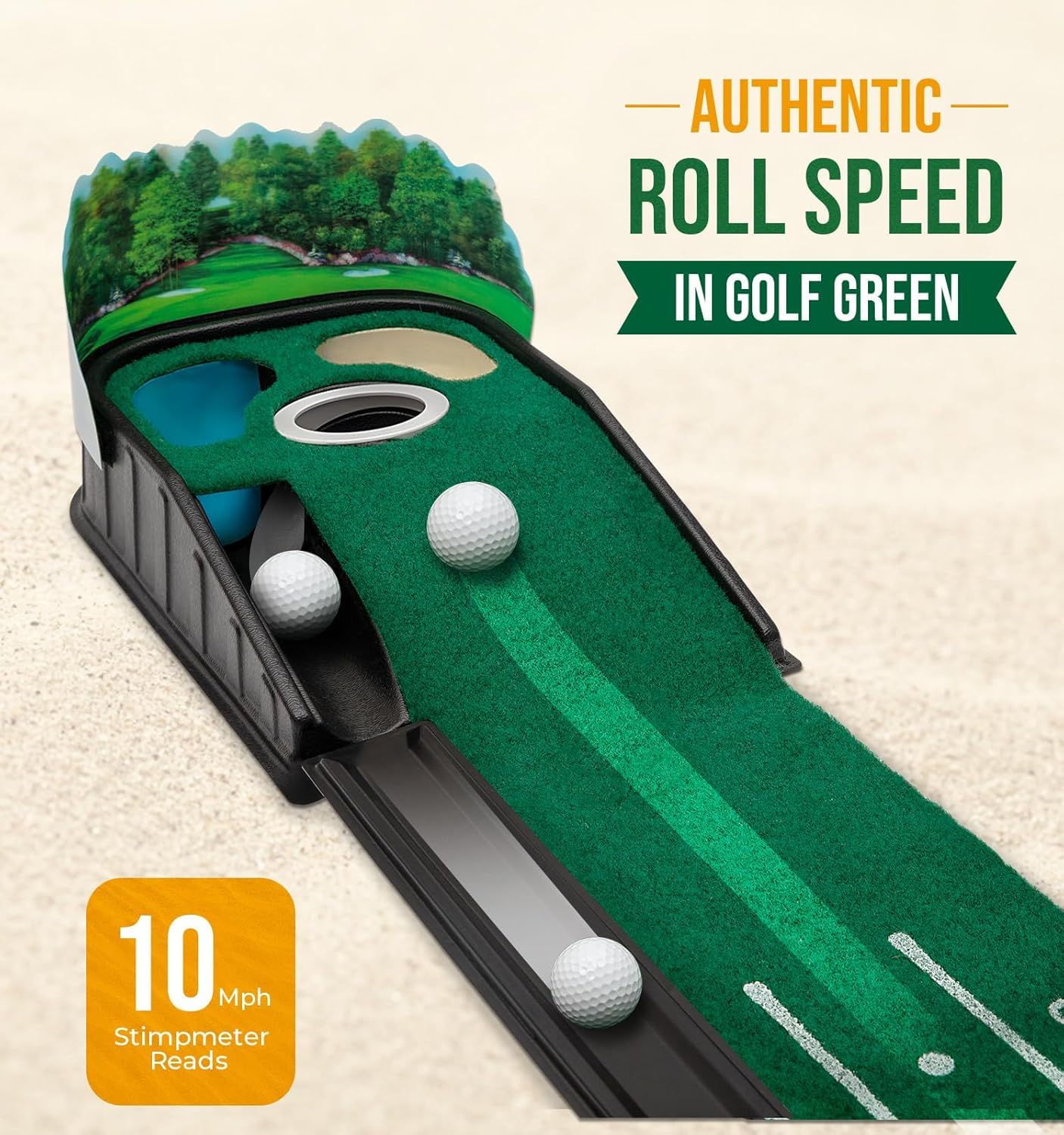 Swingtek - Tapis de golf pour mise en jeu d'intérieur, équipement d'entraînement de putting vert avec retour de balle, aide d'entraînement de pratique de mini-golf pour la maison et le bureau, cadeaux