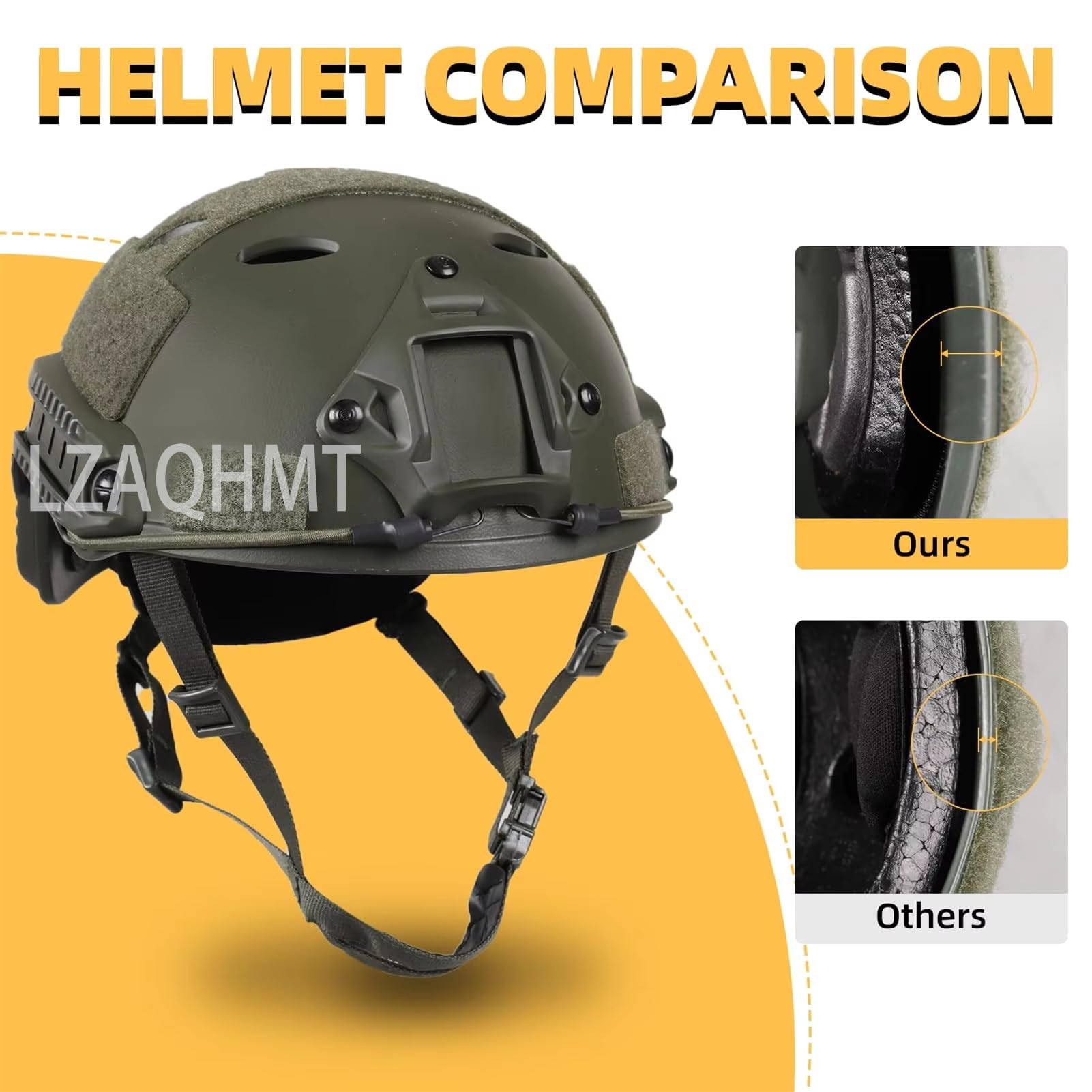 Casco Tattico Da Softair 4 In 1 Aggiornato - Sistema Regolazione Rapida Con Cuffie, Copricasco Borsa for Contrappesi for Equipaggiamento Militare Paintball Cosplay - 2