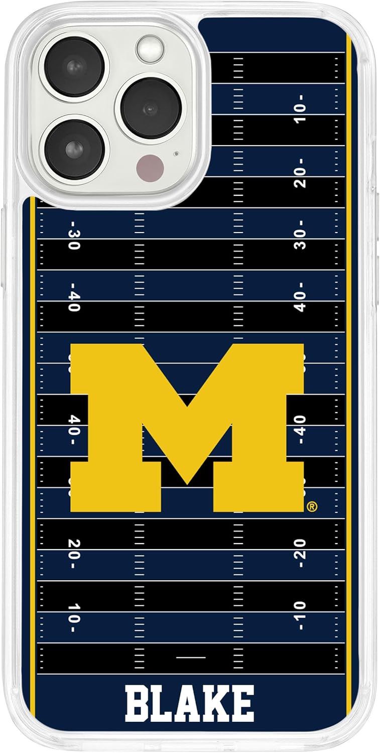 Affinity Bands Michigan Wolverines HD Custom Name Phone Case Compatible with MagSafe Apple iPhone 14 (Field)