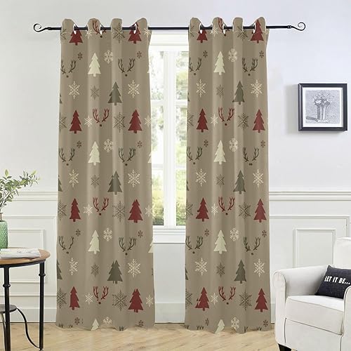 Cortinas de copos de nieve de ciervos de Navidad de 84 pulgadas, cortinas de ventana para dormitorio, 84 pulgadas de largo, cortinas transparentes disponible en Yaxa El Salvador