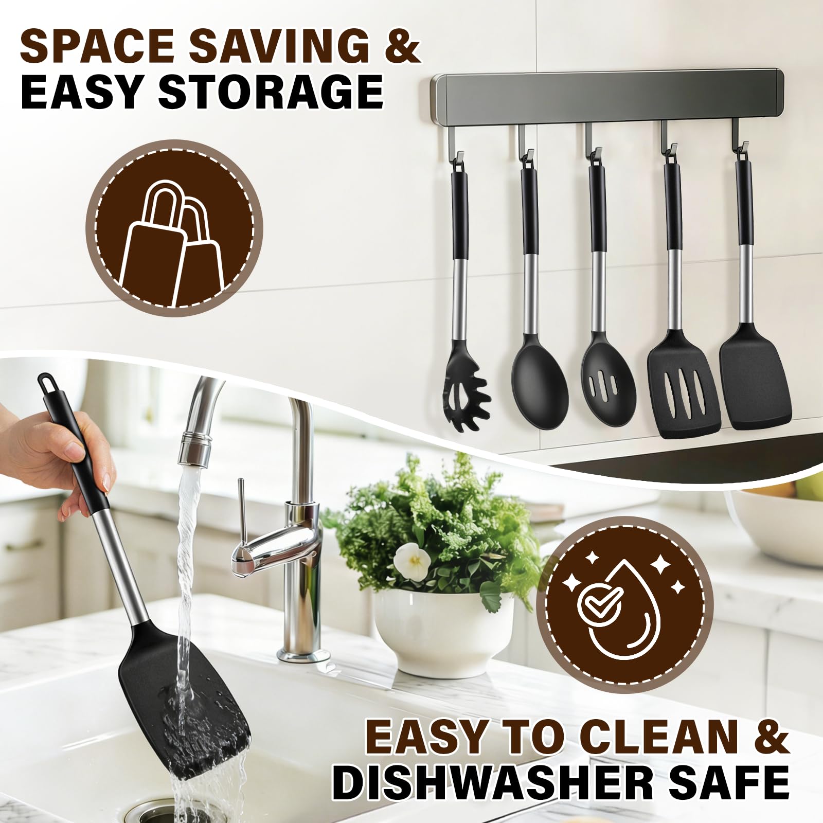 Silicone Cooking Utensil Set - Heat Resistant Kitchen Tools -7