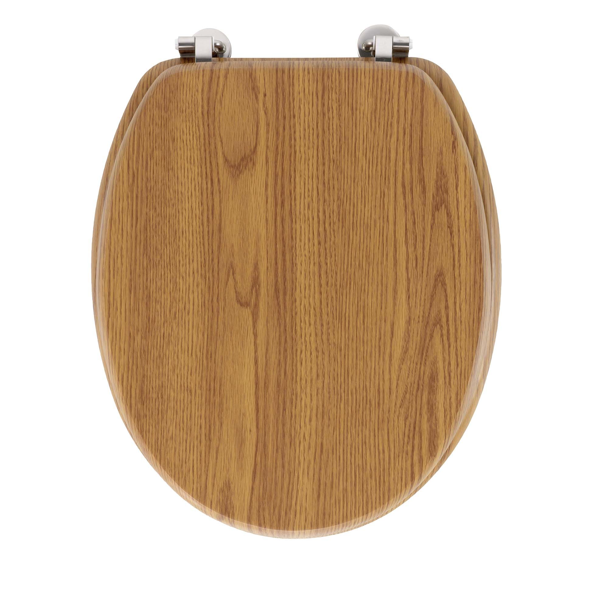 Douceur d'Intérieur, Abattant WC à Charnières Métal (37 x 47 cm) Strata Chene, MDF Effet Bois