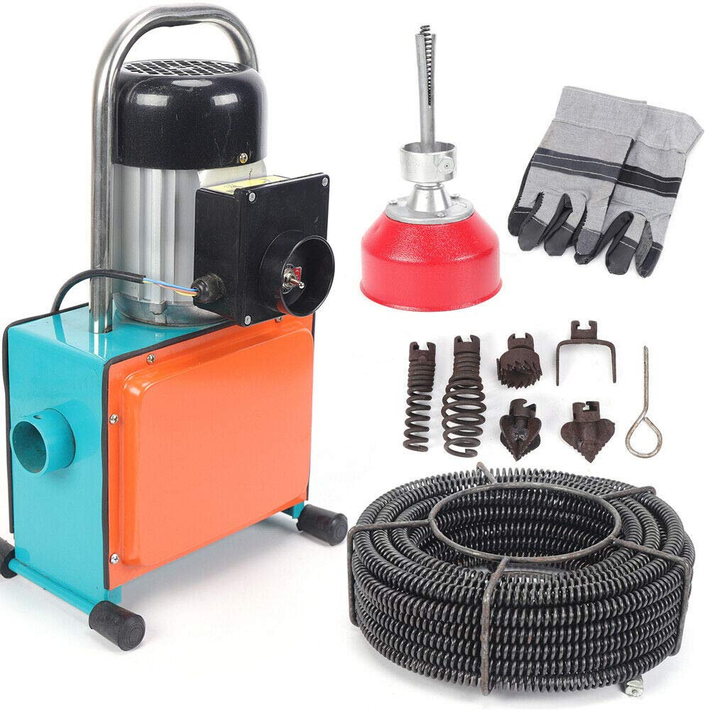 Déboucheur de canalisations 1000 W Spirale de nettoyage de canalisations 16 mm pour tuyaux de Ø 20-150 mm Déboucheur commercial 1000 W Appareil de nettoyage de canalisations Déboucheur de