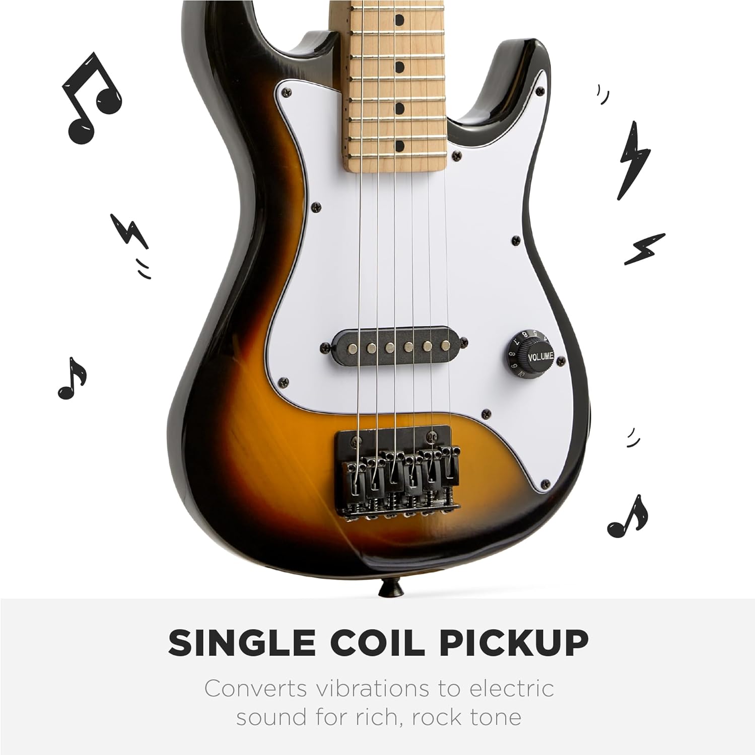Best Choice Products 30in Kids Electric Guitar Beginner Starter Kit w/ 5W Amplifier, Strap, Gig Bag, Strings, Picks - Sunburst