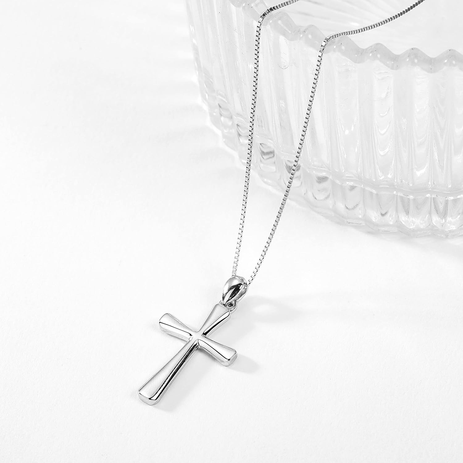 Sterling Silver Cross Necklace for Women 925 Sterling Silver Simple Classic Cross Pendant Necklace Handmade Crosses Religious Jewelry - Image 5