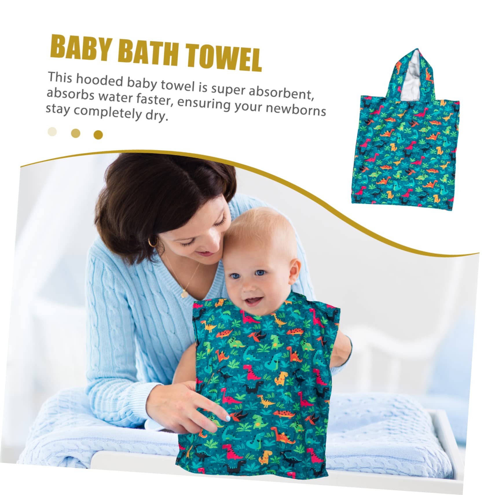 WOONEKY Toalla de Baño Capucha 3D para Niño Súper Absorbente de Fibra Superfina Fácil de Usar y Limpiar Diseño de Dinosaurios para Playa y Piscina