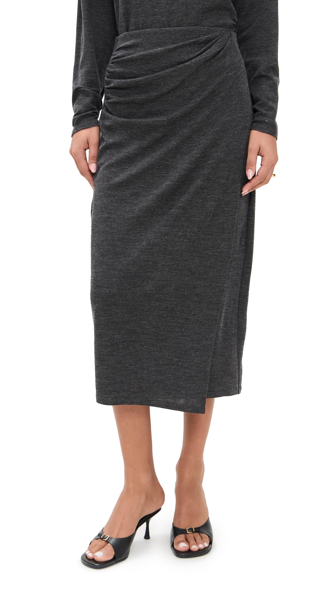 Vince Womens Waist Draped Midi Skirt