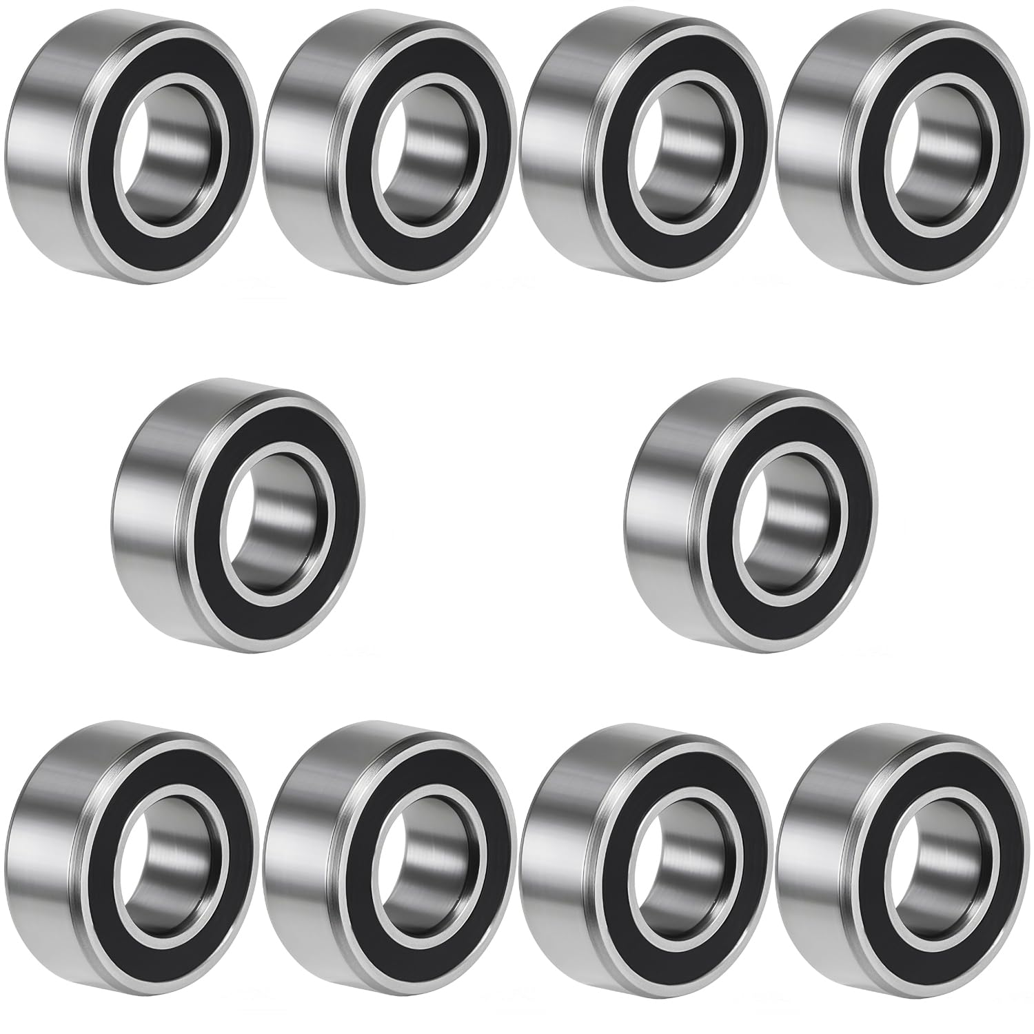 10 PCS MR105-2RS Deep Groove Ball Bearings - 5x10x4mm Double Sealed, Chrome Steel, Z2 Grade for RC Cars, Drones, Robotics, and Small Electric Motors (MR105 RS) - 1