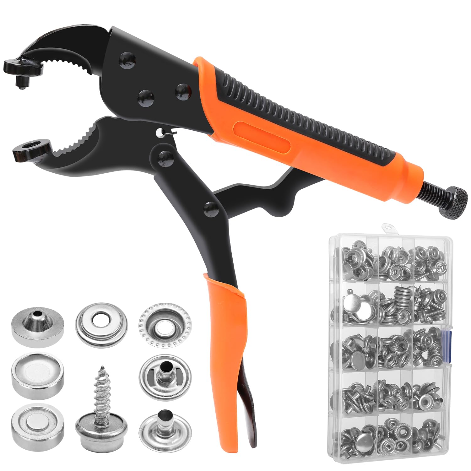 Pinza Per Bottoni Automatici A Pressione Include 40 Set Di Bottoni A Pressione Metallo Da 15 Mm Per Riparazione Di Coperture Di Barche, Tela, Cucito, Teloni