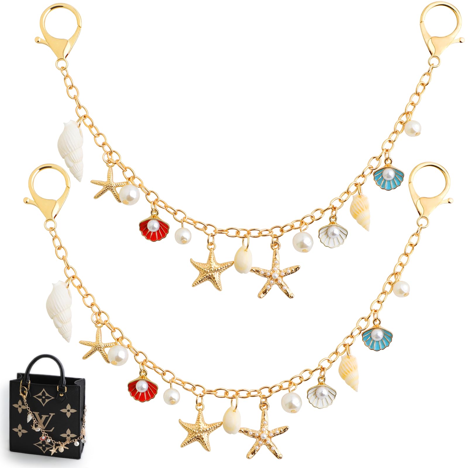 2 Pcs Bag Charms for Handbags,Purse Charms for Women,Metal Bag Chain Extender Replacement for Handbags Crossbody Shoulder Bag,Bag Accessories Charms(12.6"Gold)-image-15