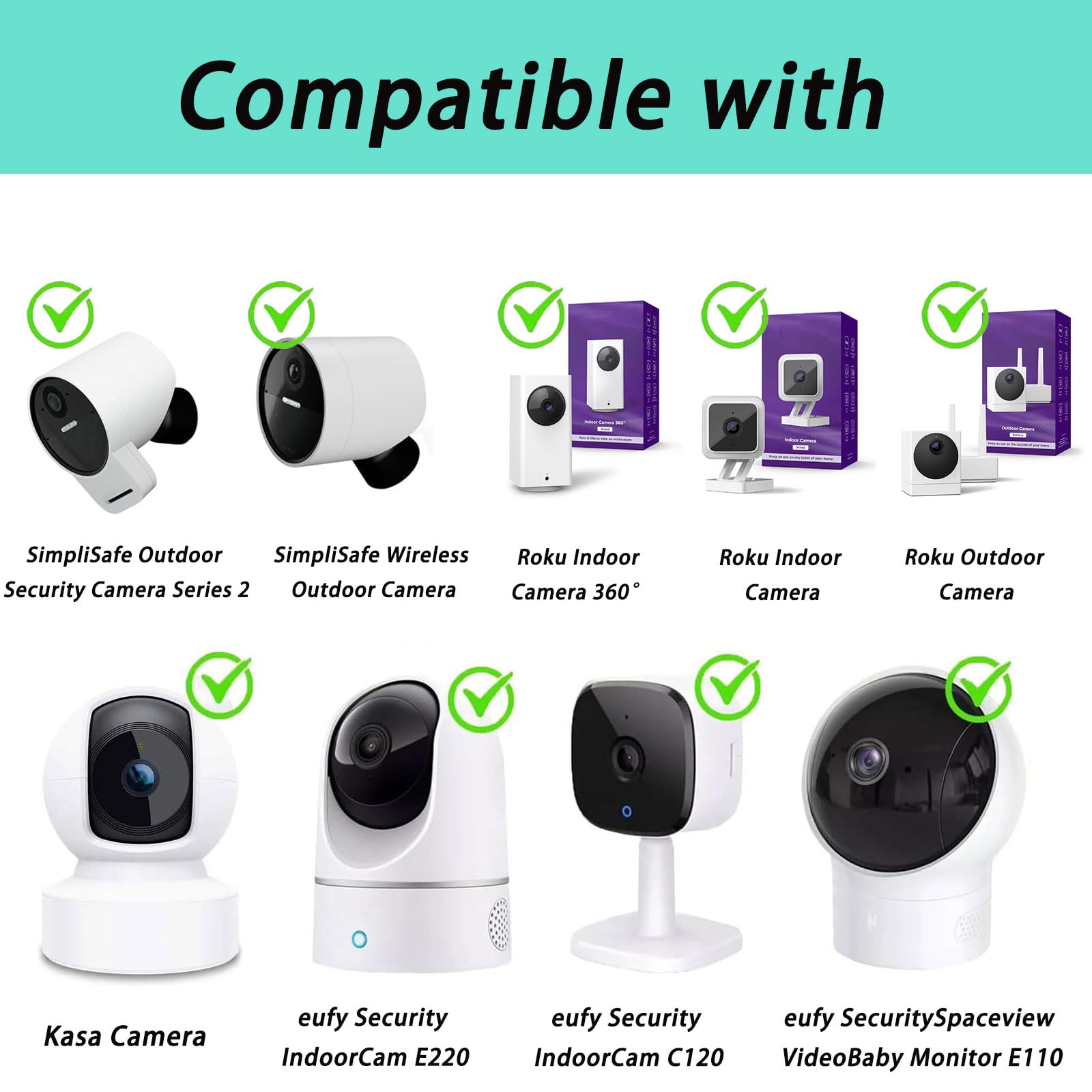 Paquete de 2 cables de extensión de alimentación de 7,5 m compatibles con cámara Kasa, cámara Roku para exteriores, cámara interior Roku, controlador PS4, cámara de seguridad eufy para interiores E220