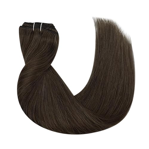 Miniatura 9 de Full Shine Manojos de trama de cabello humano real, para extensiones cosidas, para mujer, 3.70 oz (105 g), 20 pulgadas (50.8 cm), castaño oscuro #2