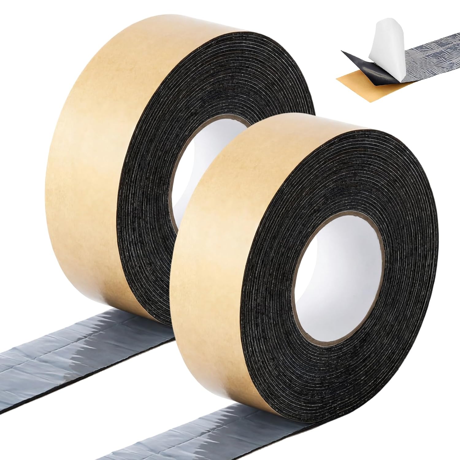 2 Pack 2 Inch X 50 Feet Butyl Sealant Tape Double Sided, Black Butyl Tape Weatherproof Rainproof Vapor Barrier for Concrete Block Cinderblock Crawlspace Wall Crawl RV Windows Deck Boat