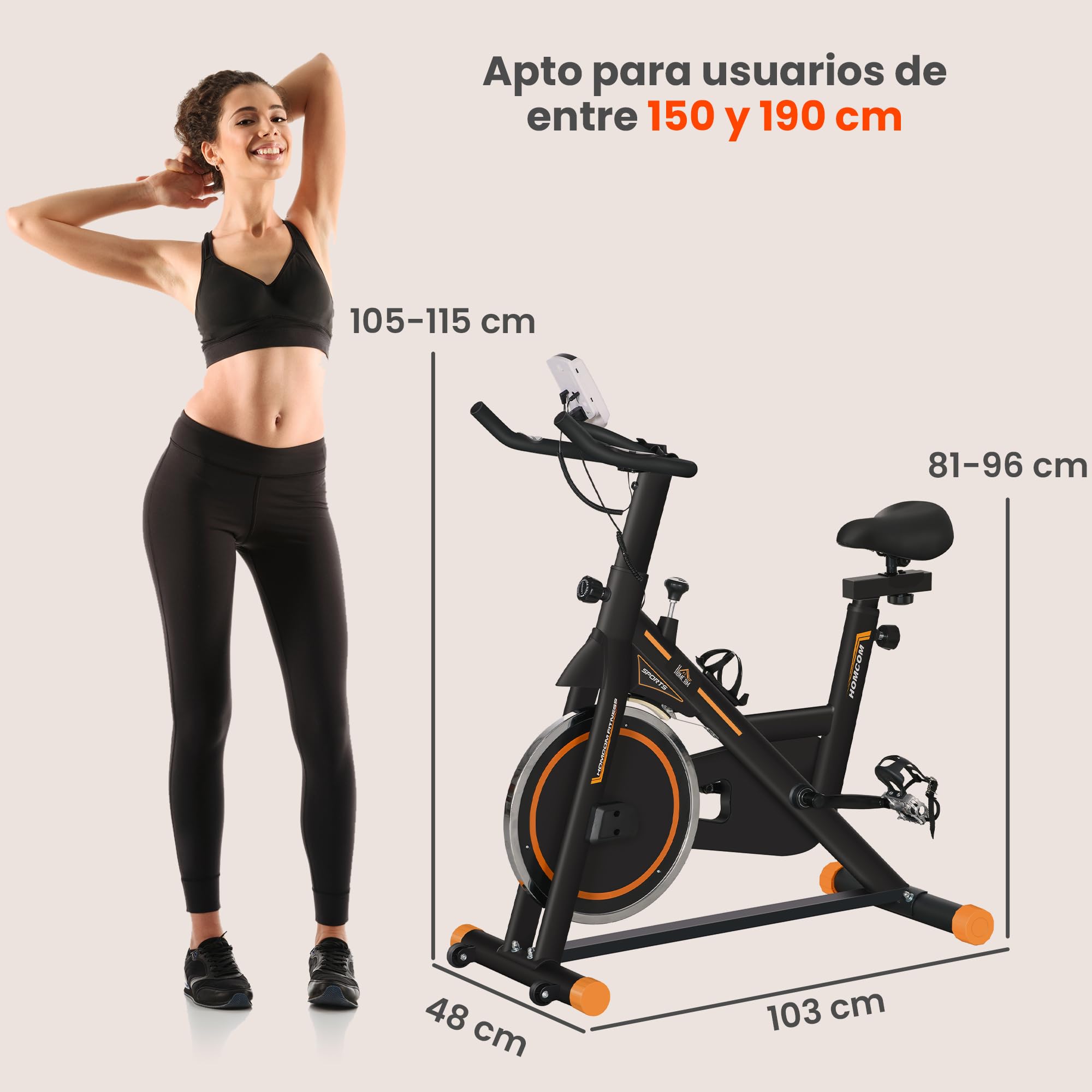 HOMCOM Bicicleta Estática con Volante 8 kg Pantalla LCD Negro | Bici Estática, Resistencia Ajustable, Ejercicio Silencioso, Asiento Ajustable, Carga 120 kg, para Casa Gimnasio