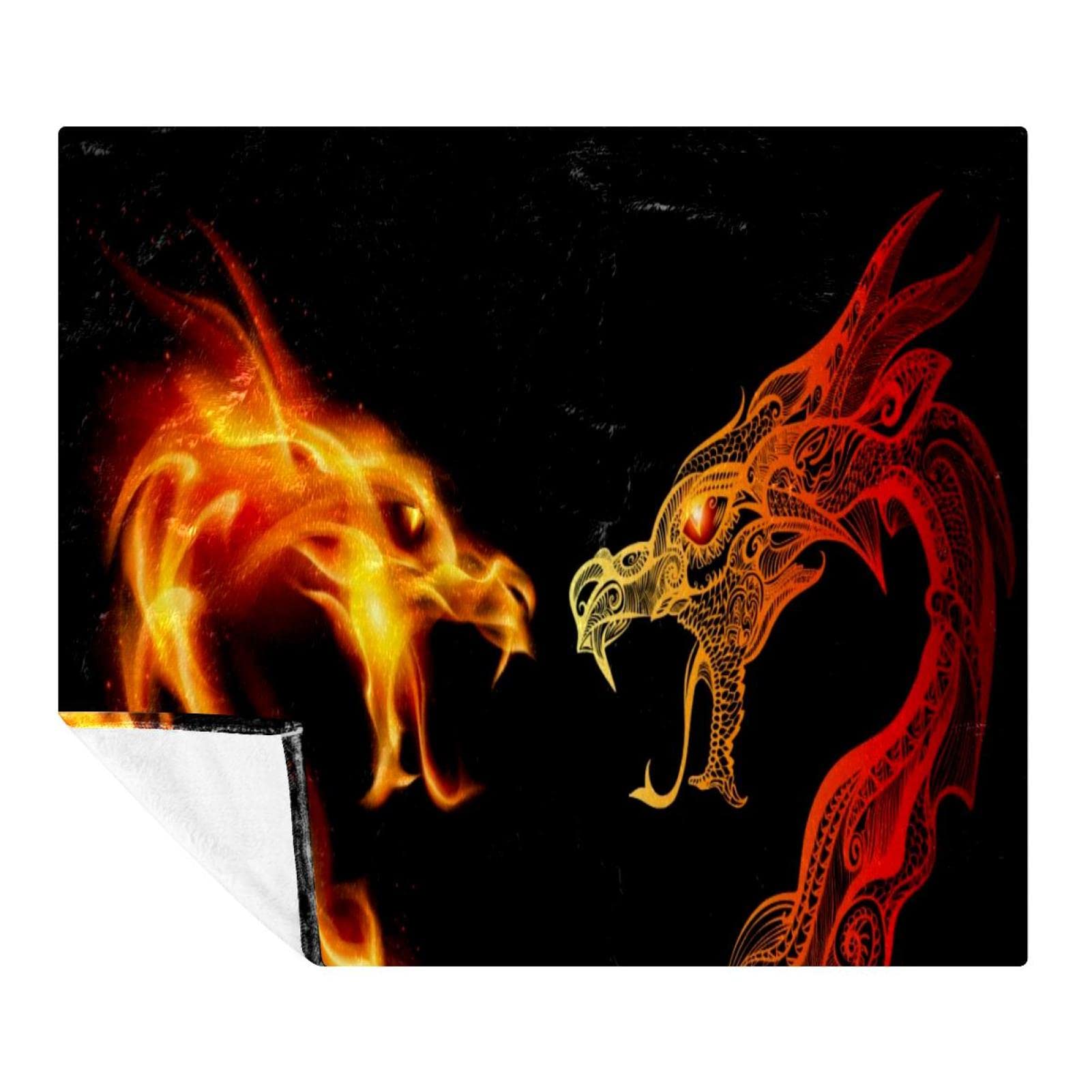 Couverture dragon contre le froid, plaid polaire microfibre respirant pour adultes et enfants