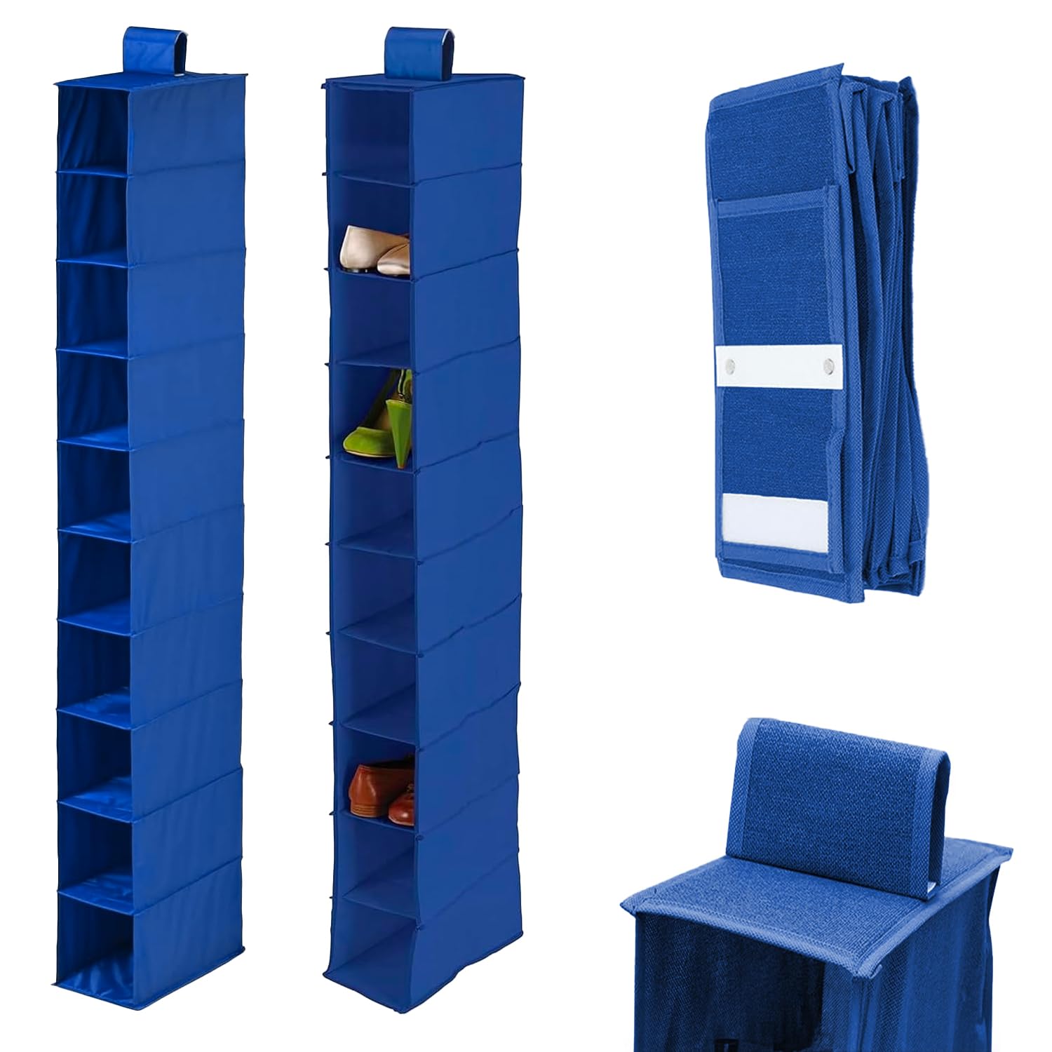 Avilia Set of 2 Multifunctional Blue Chest of Drawers with 10 Compartments 30.5 x 18 x 5 cm – Smart and Practical Hanging Organization for Shoes, Towels and Various Accessories – Optimizes Spaces