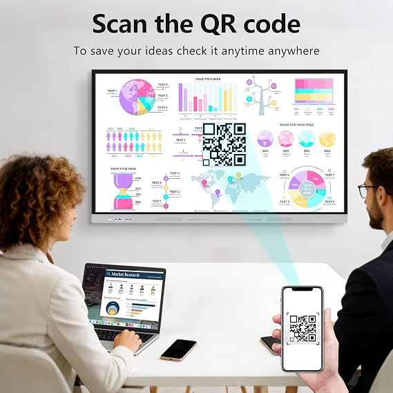 Smart Board 75 inch 4K Interactive Whiteboard Touch Screen, Digital Smart Whiteboard for Classroom and Business with Android -8+128 GB(Wall Mount Included)