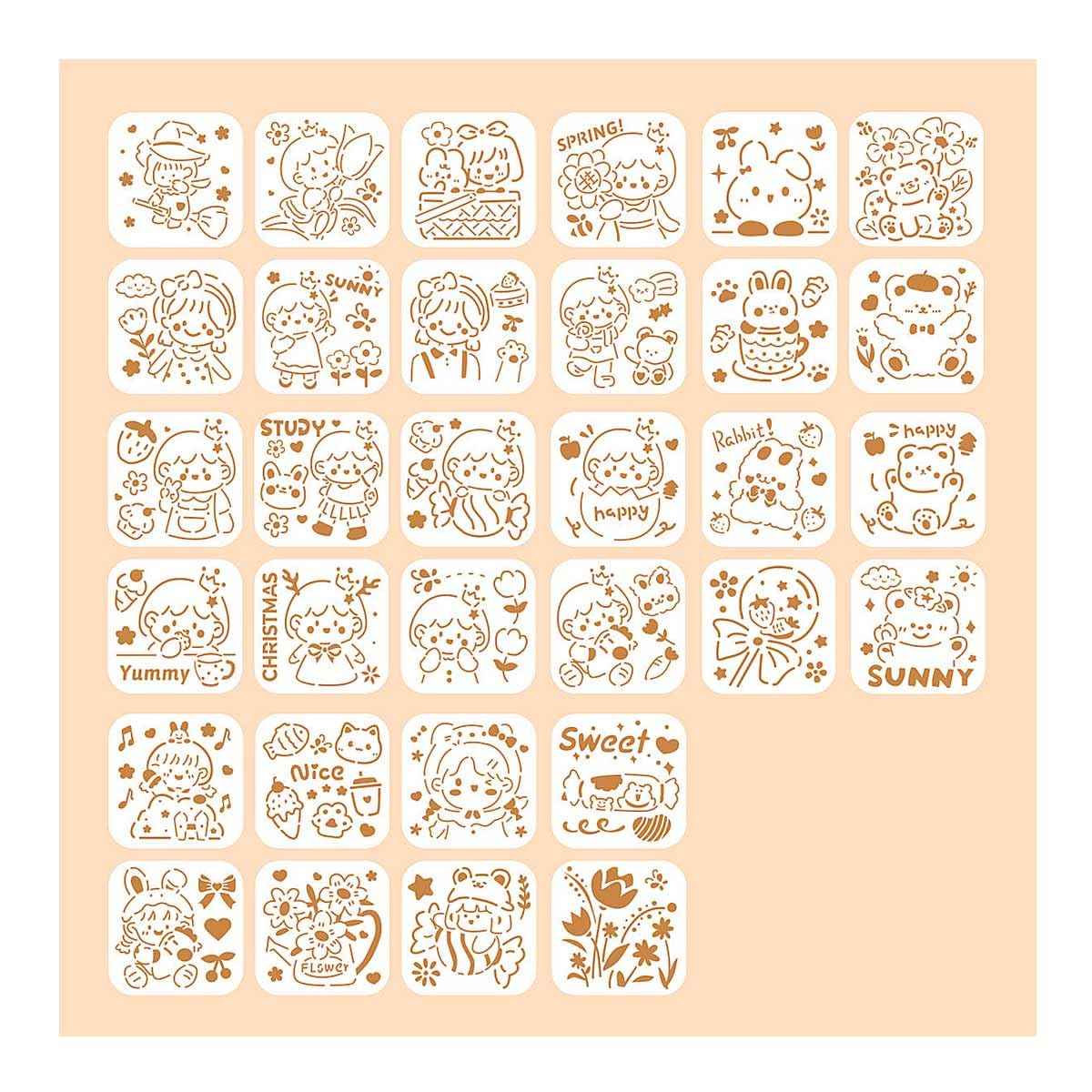 Amazon.co.jp: ステンシルシート 32枚セット アルファベット 漫画