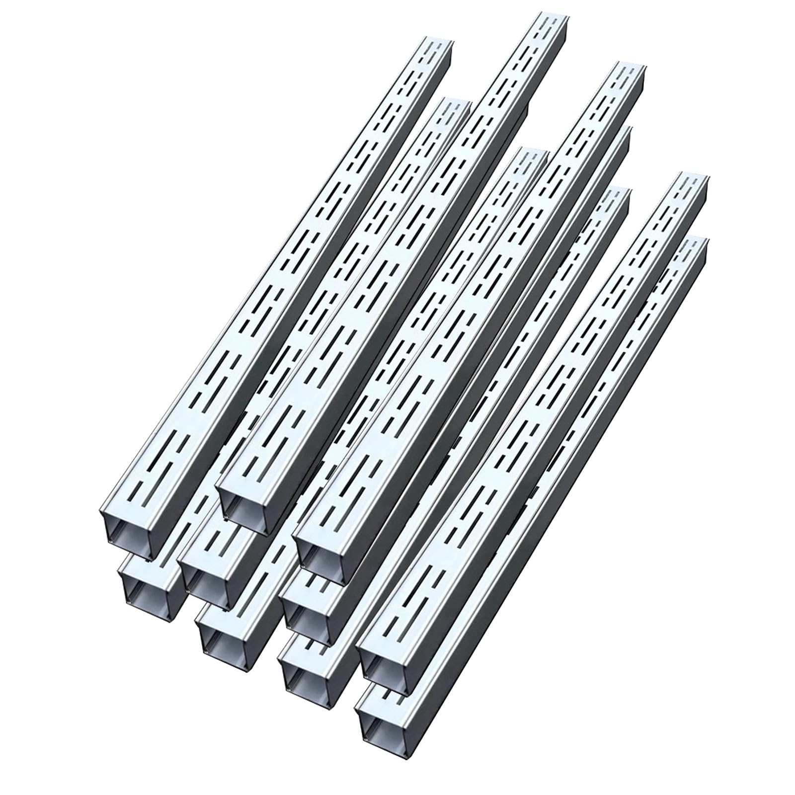 WQPMNYG 2m Stainless Steel Driveway Drainage Channel, Slim Outdoor Trench System with Removable Grate, Narrow Patio Drainage Solution (10 pcs, 7x5cm)