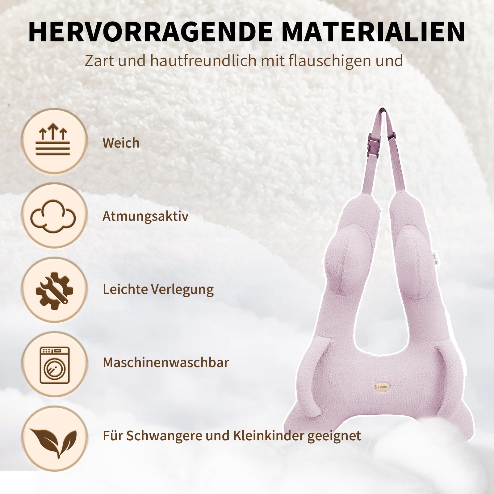 FLORICH Cuscino Auto Bambini a Forma di H, Cuscini Viaggio Bambini, Lavabile e Traspirante con Cuscino per il Collo e Coperta per Bambini e Adulti per le Vacanze in Auto (Rosa01)
