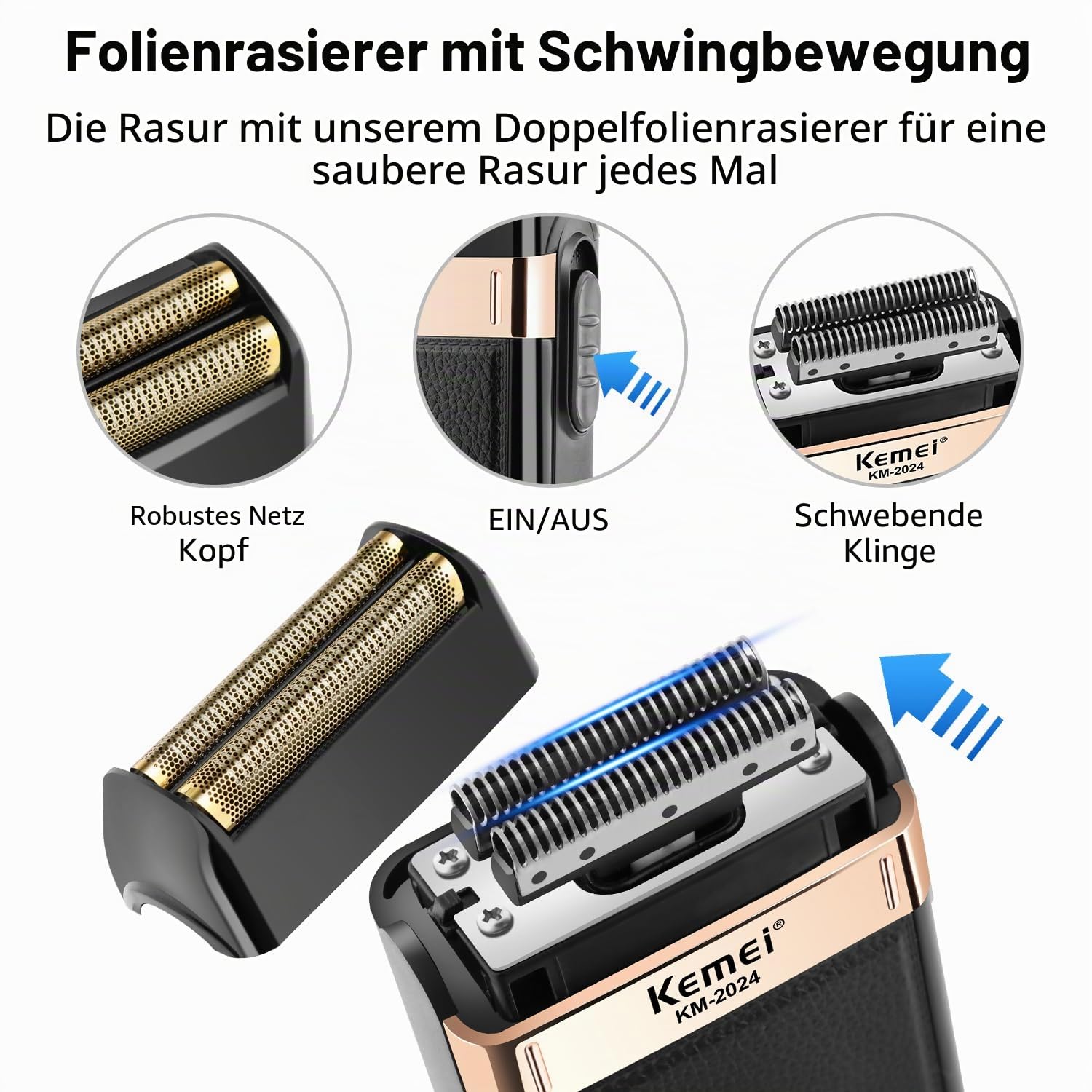 KEMEI Professionelle Haarschneidemaschine und Folienrasierer Set, Elektrische Haarschneidemaschine für Männer, schnurlose Herren Elektrorasierer, T Blade Zero Gapped Haarschneider, Wiederaufladbarer