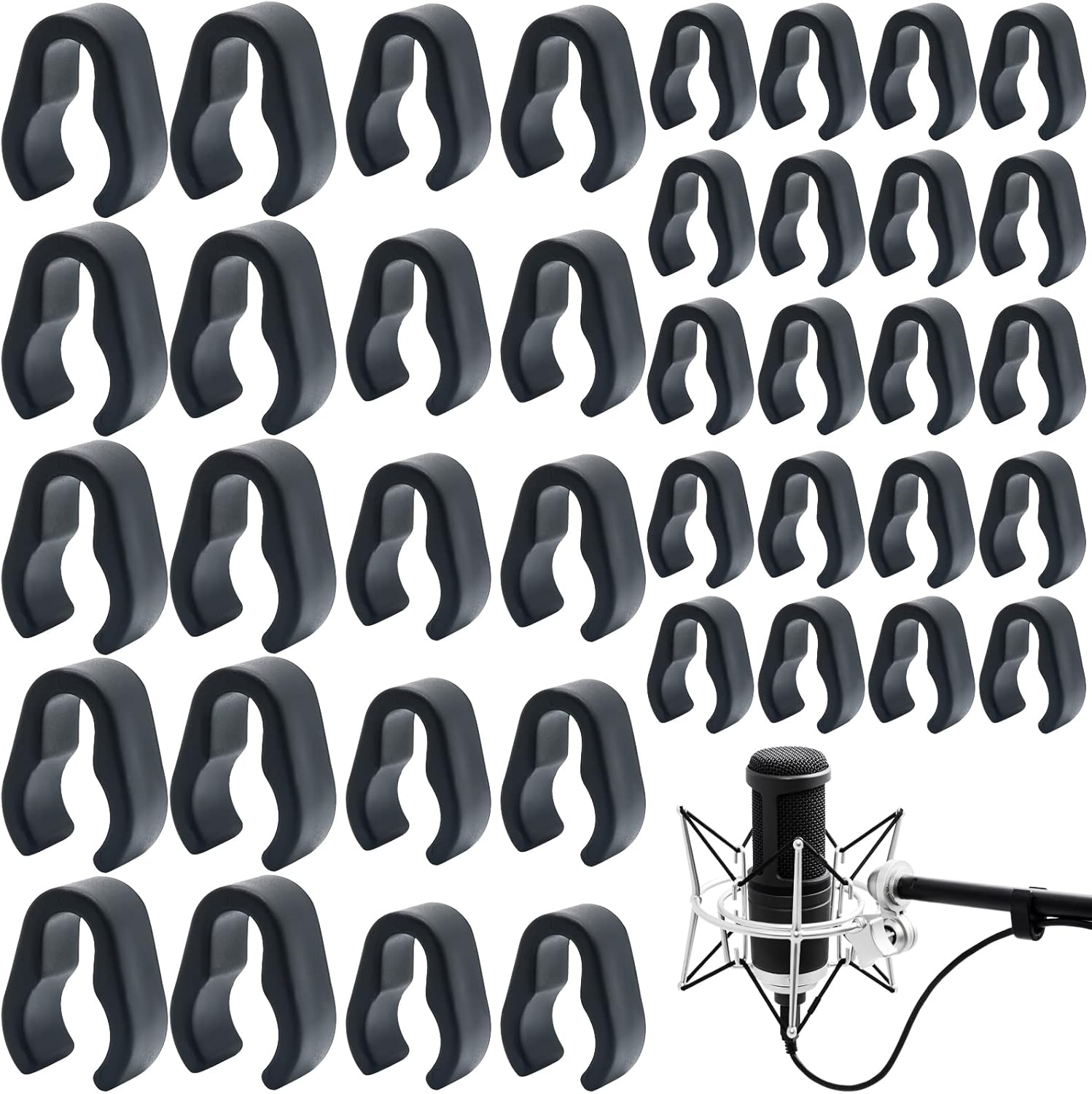 Mic Cable Clips 40 Pack Microphone Boompole Cable Clip Seturable and Flexible ABS Plastic Clips Mic Cable Clips Universal Microphone Boompole Cable Clip Set