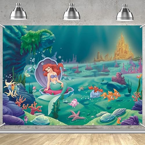 Fondo de sirena para fotos de princesa de 7 x 5 pies para estudio fotográfico para niñas, baby shower, decoración de fiesta de princesa