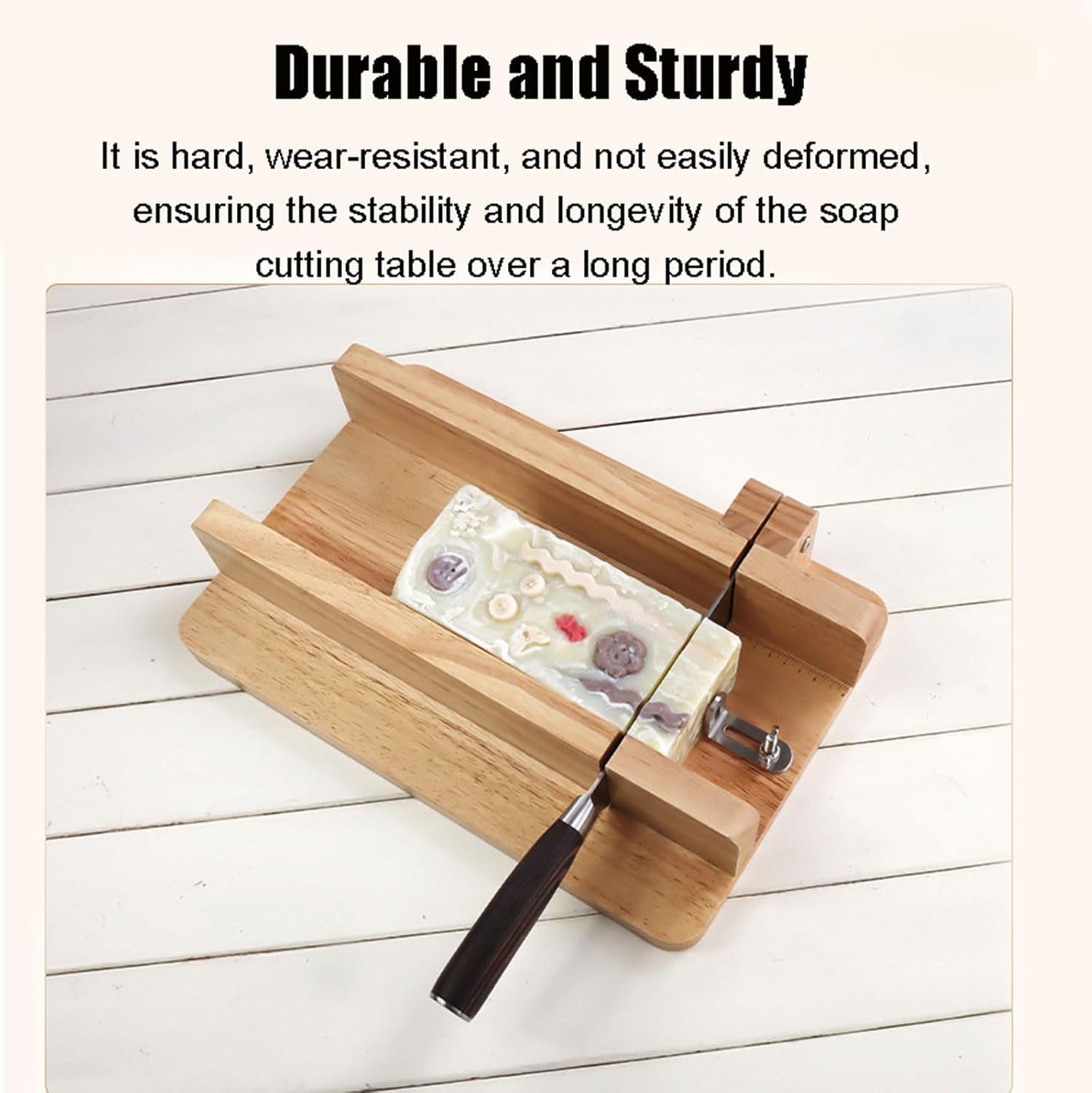 Holz Seifenschneider, Seifenschneider mit Skala, Einheitliches Schneidwerkzeug, Reichlich Schneidraum, für DIY Handwerk, Schokolade, Käse Seife