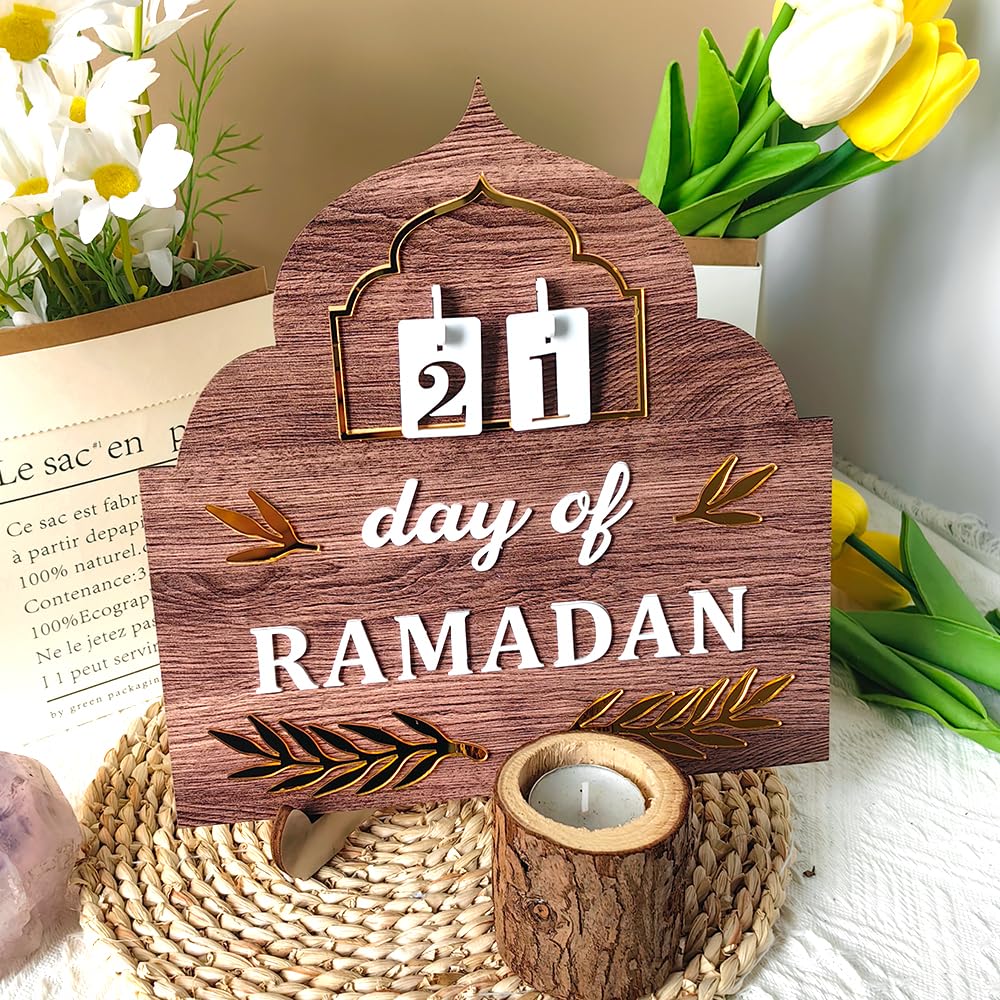 Calendario del conto alla rovescia del Ramadan 2026, decorazioni Ramadan in legno per la casa, calendari dell'avvento di Eid Mubarak, islamico musulmano Ramadan Kareem tavolo decorazione regalo di