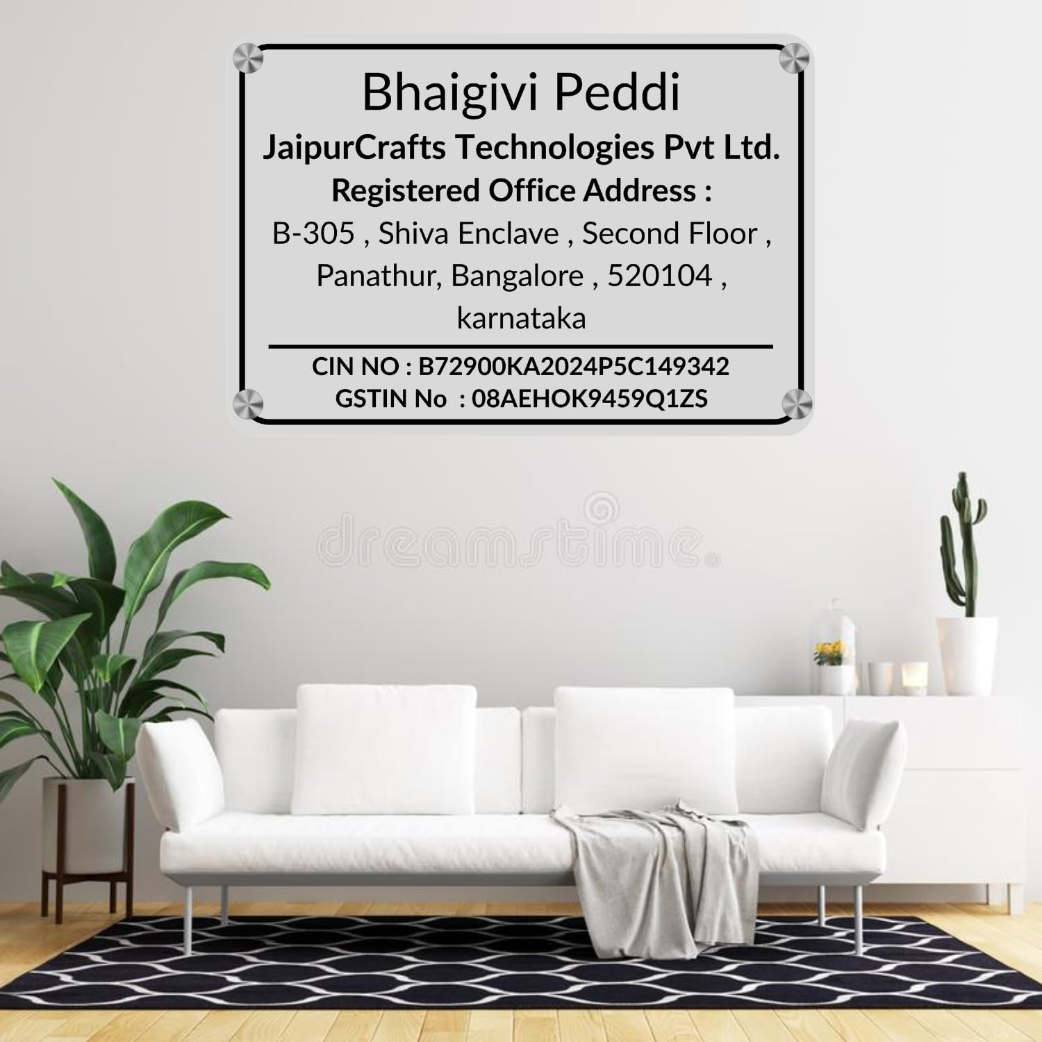 Webelkart Custom GST Name Plate for Office, Acrylic Laminated Board, 30 x 20 cm - White — Amazon image 3