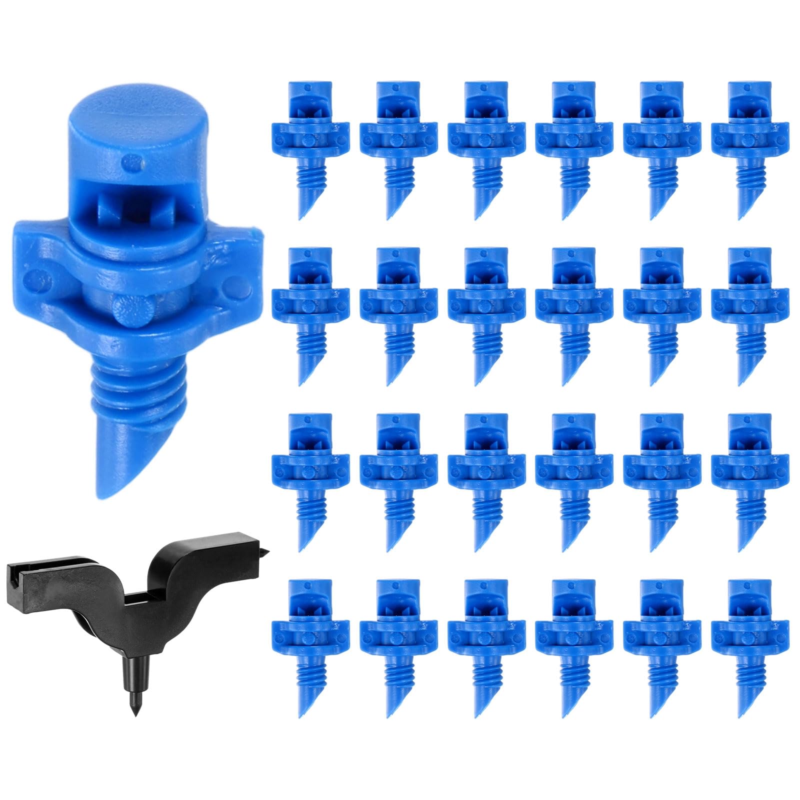 M METERXITY 50Pcs Drip Irrigation Sprinkler Heads, 90°Drip Irrigation Emitter Drippers for Gardening System/Potted Plants/Lawn, Dripper Emitter Parts [Blue]