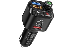 Nulaxy Bluetooth 5.0 FM Transmitter for Car with QC3.0 and USB-C PD 18W Fast Charger