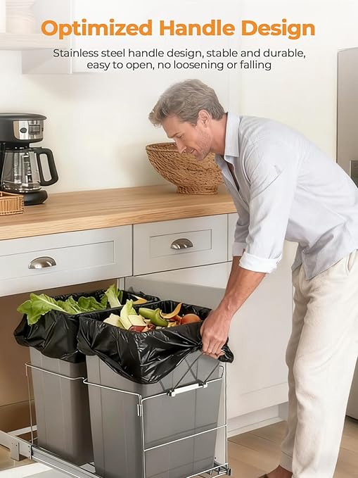 Papelera Extraíble FOHERE 35 QT Doble para Gabinete de Cocina miniatura 8