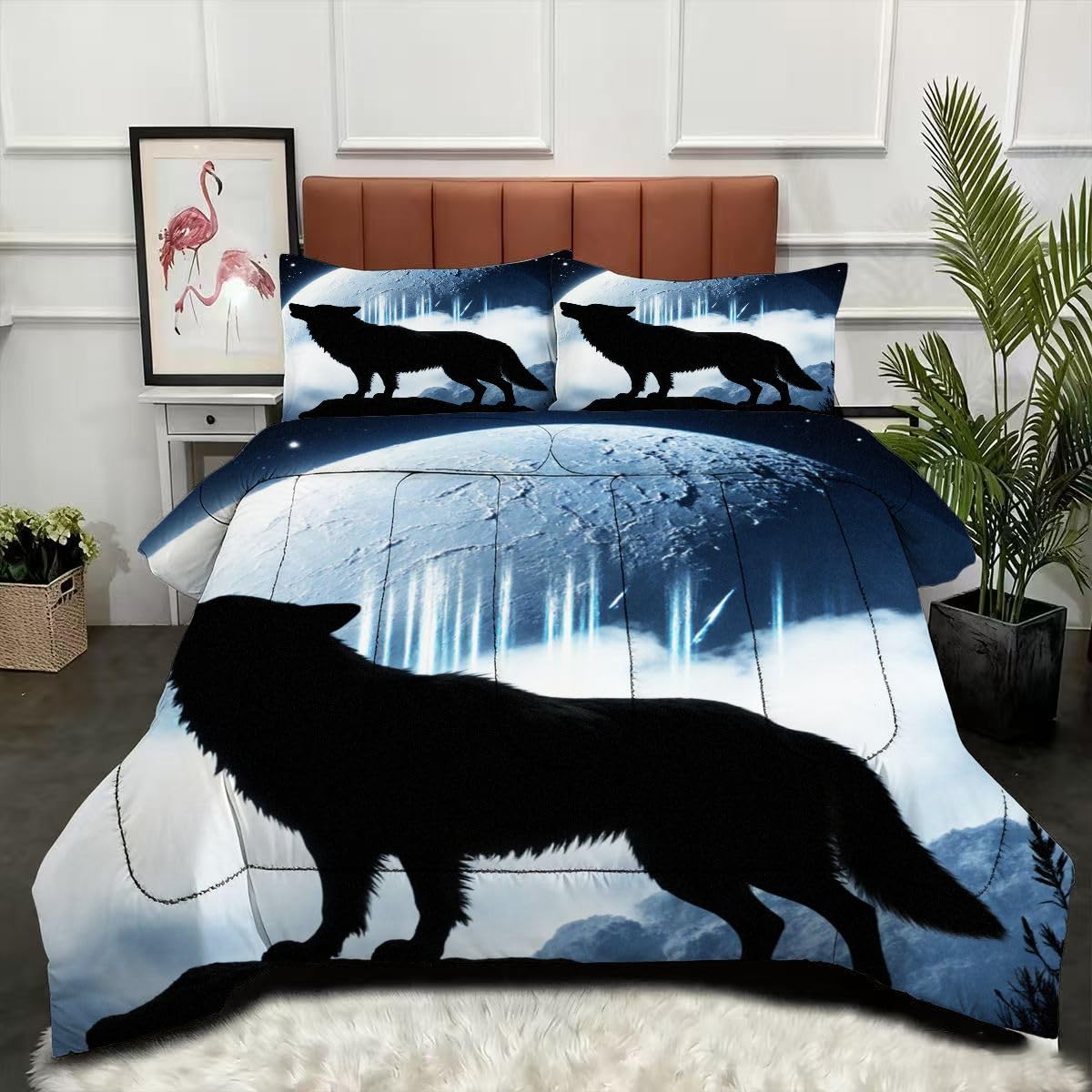 Couette 220x240 loup pour grand lit double sans la corvée des housses