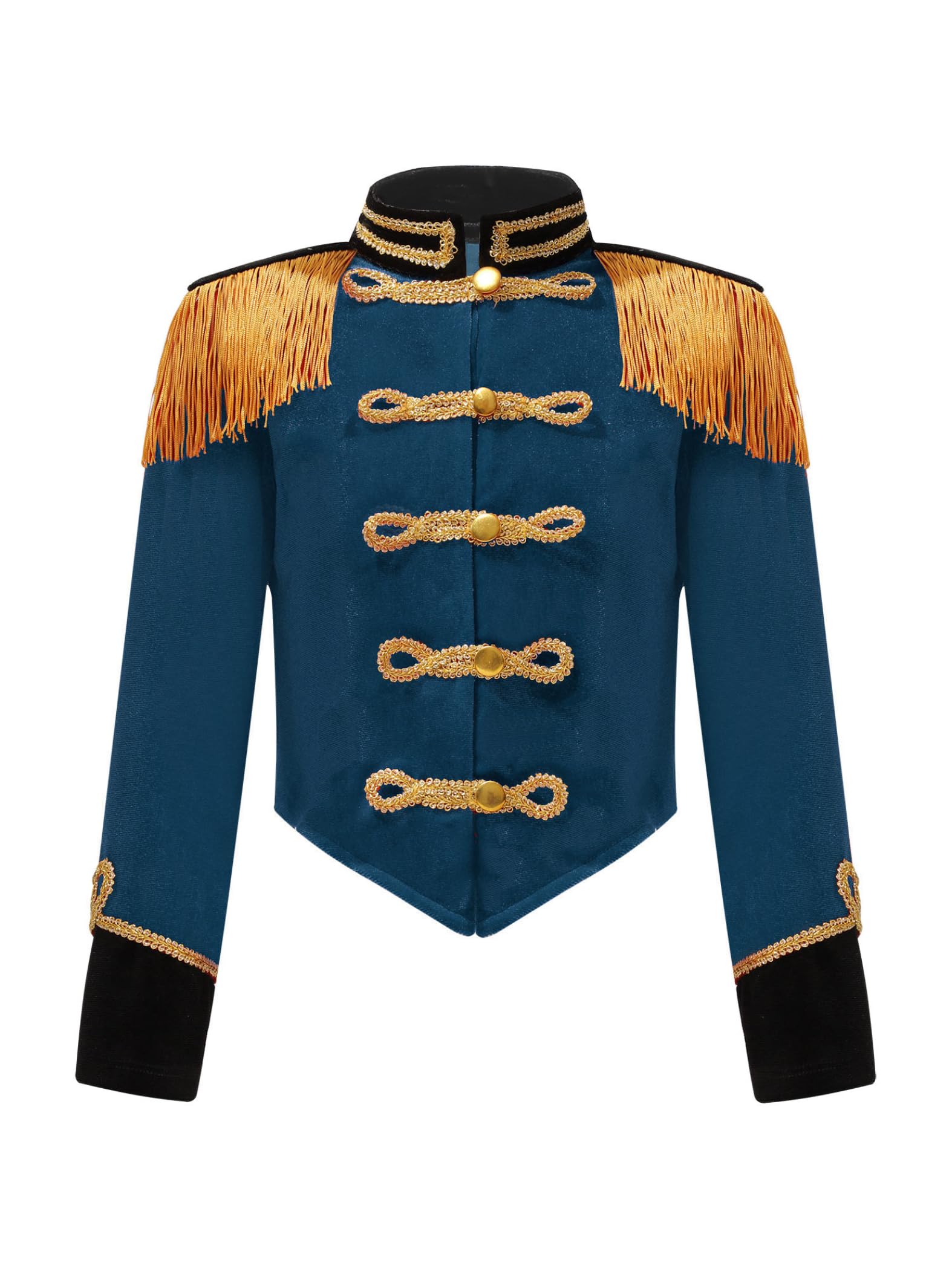Lpdshaa Kids Girls Christmas Cosplay Costumes Drummer Outfits Marching Band Uniform Tassel Ringmaster Circus Jacket Coat Peacock Blue 15-16 Years